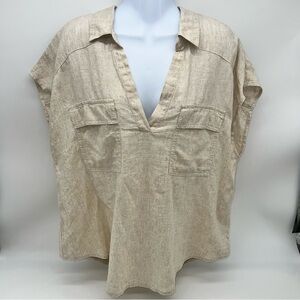 Old Navy Beige V-Neck Pullover Sleeveless Shirt w/Patch Pockets on the Chest-L